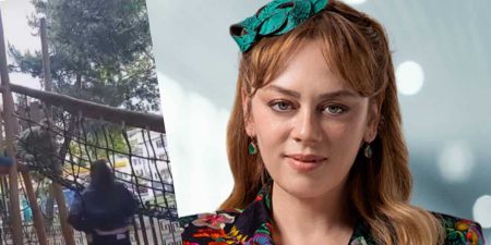 Demet Evgar izin gününde park tamir etti