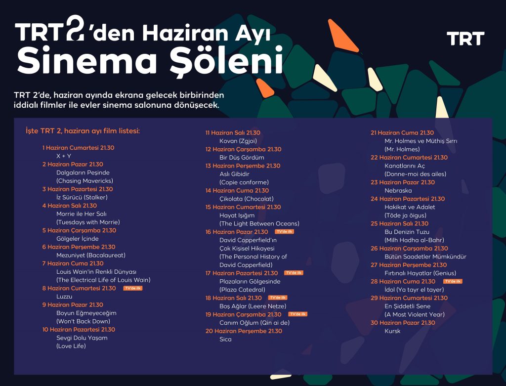TRT 2'de haziran ayında her akşam farklı film!