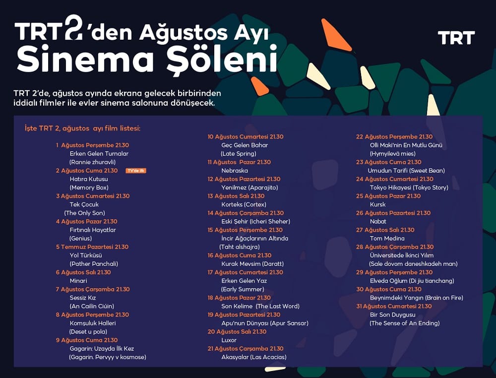 TRT 2'den Ağustos ayında Her Akşam Farklı Film!