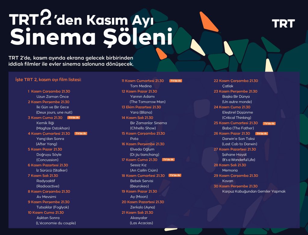 TRT 2'den Kasım ayında her akşam farklı film!
