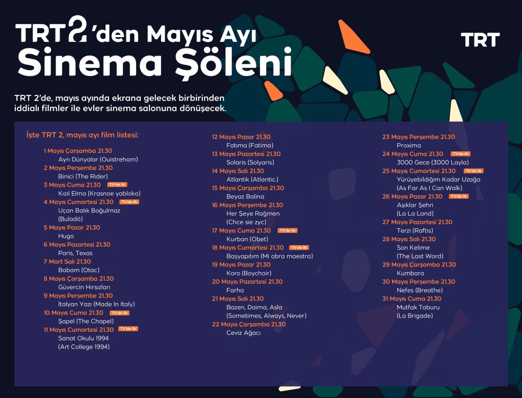 TRT 2'den mayıs ayında her akşam farklı film!