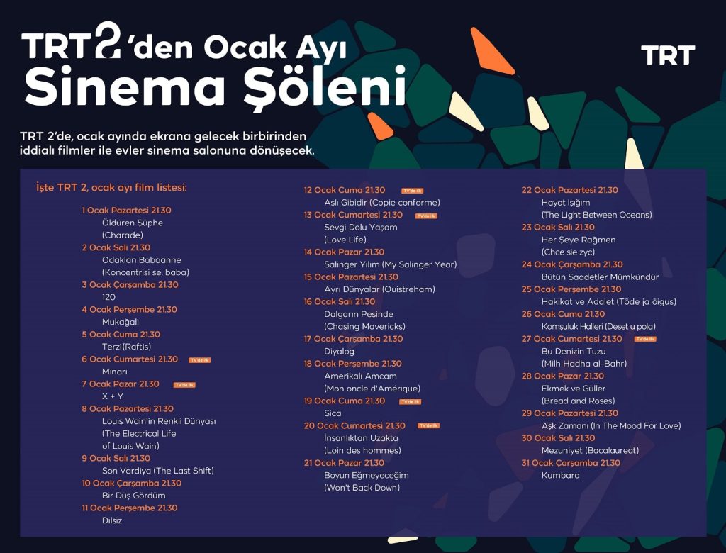 TRT 2'den ocak ayında her akşam farklı film!