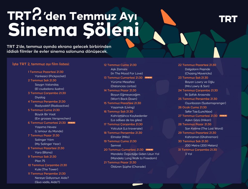 TRT 2'den Temmuz ayında her akşam farklı film!