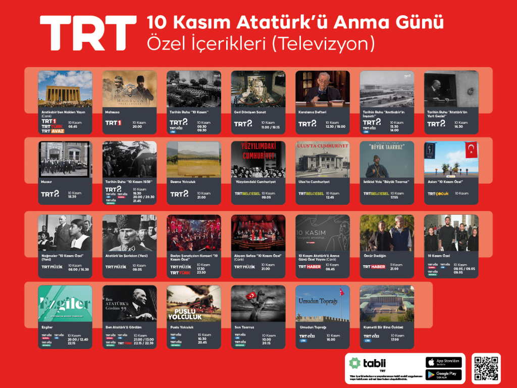 TRT’den 10 Kasım özel yayınları!